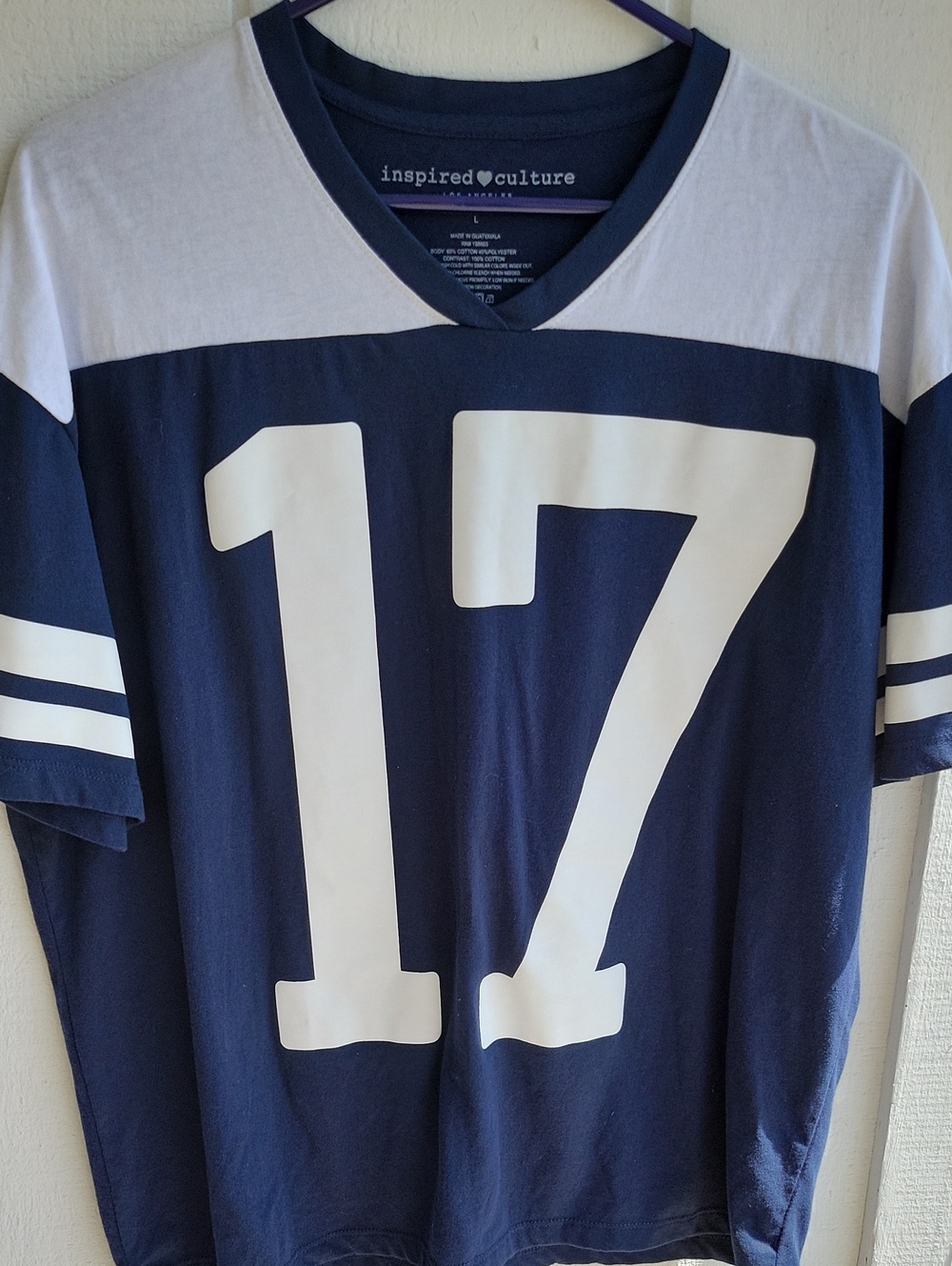 Inspire Navy and White '17' Athletic Jersey Tee